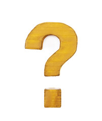 Wooden question mark isolated
