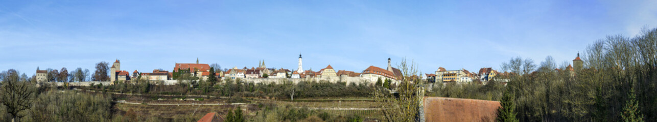 panoramic view of the medieval town of Rothenburg ob der Tauber.Bavaria