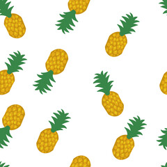 Seamless pineapple pattern on white background.