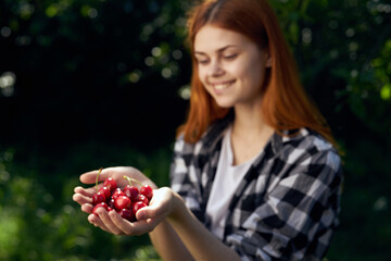 woman, berries, cottage