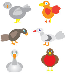 Collection of Simple Cartoon Bird Vectors