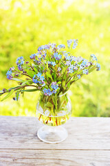 Bouquet of forget-me-nots Myosotis