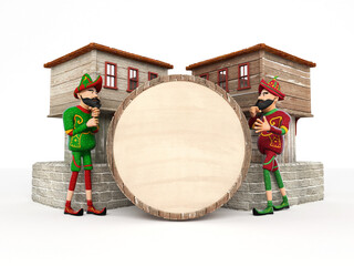 Turkish Culture karagoz playing drum ramadan drummer 3d illustration