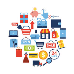 online shopping icons set icon vector illustration design graphic