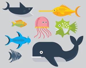 Tuinposter fish pack cartoon vector illustration © rawstudios