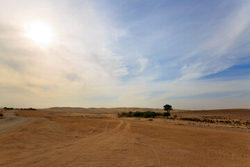Wide panorama of Negev desert with clouds