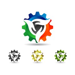 gear hand icon vector logo element