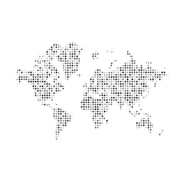 World Map Silhouette with Abstract Dots Pattern