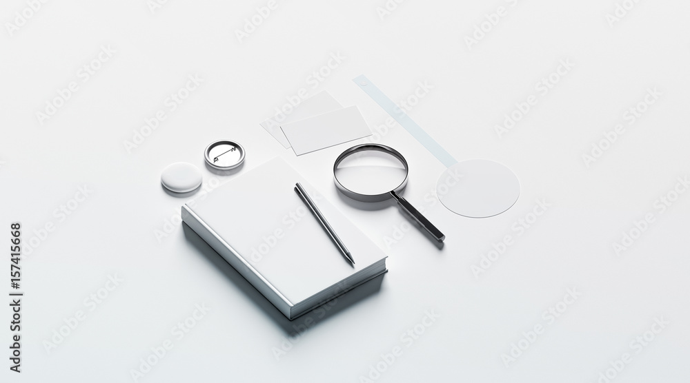 Poster book publishing office branding design mock up elements, 3d rendering. blank objects mockups, bookis