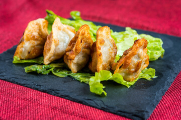 Chinese food Fried dumplings on plate