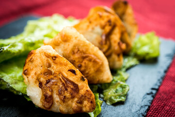 Chinese food Fried dumplings on plate