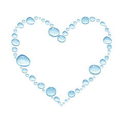 Heart with watercolor water drops, isolated on a white background