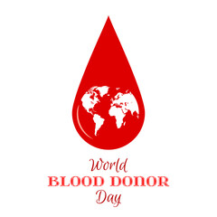 Drop of Red Blood with Planet Earth Icon.