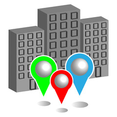 City with map pointers. Gps concept.