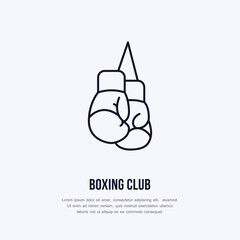 Boxing gloves vector line icon. Box club logo, equipment sign. Sport competition illustration.