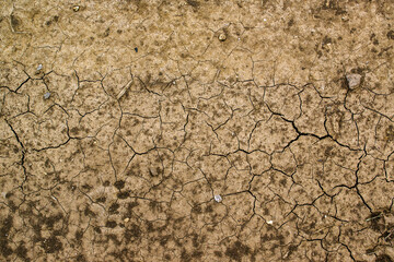 Top view texture of dry ground