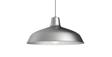 Isolated silver aluminum hanging lamp 3d illustration concept