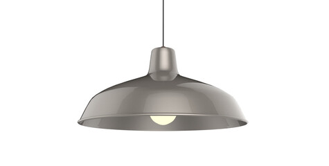 Isolated grey metallic color pendant lamp 3d illustration concept