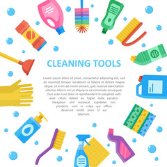 Cleaning tools icon set, copyspace