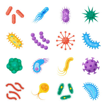 Bacteria and germs colorful set