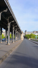 Photo of iconic bridge of Bir-Hakeim on a spring morning, Paris, France