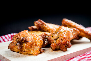 fried chicken wings on table