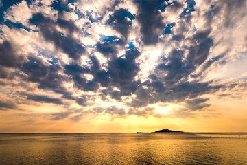 Sunrise, sea, landscape. Okinawa, Japan, Asia.