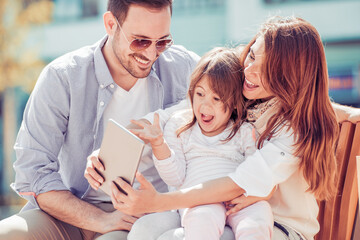 Family having fun in the city