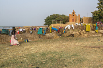 Mosque in the town of Segoukoro the old Segou, Mali, Africa