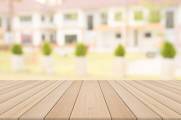 Empty wooden table with blurred background,Free space for product editing