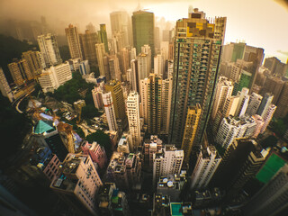 Fisheye view of Hong Kong skyline