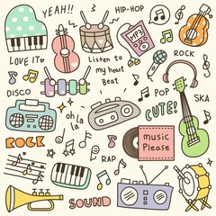 Set of Cute Music Instrument & Music Player