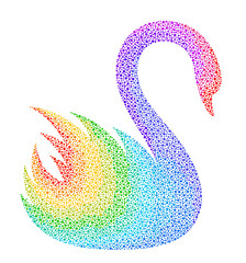 Fototapeta premium Stylized rainbow swan on a white background