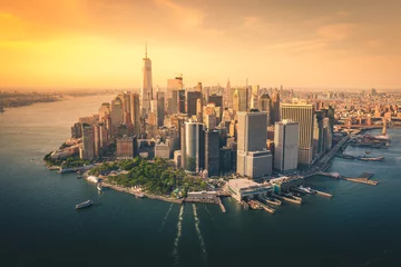 Fototapete Manhattan Luftaufnahmen der Skyline von Downtown Manhattan