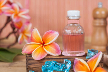aroma therapy oil in bottle,concept herbal spa