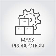 Icon in linear style of gear wheel. Mass production and modern machinery equipment concept. Contour pictogram or infographic element for different design needs. Vector illustration label