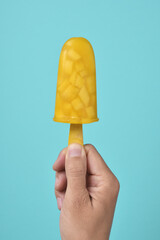 man with a homemade ice pop