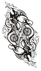Fototapeta na wymiar Eagle dollar symbol. Unusual linear eagle symbol in the form of dollar for your design