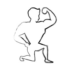 Obraz na płótnie Canvas Bodybuilding man silhouette icon vector illustration graphic design