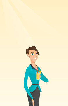 Woman drinking cocktail vector illustration.