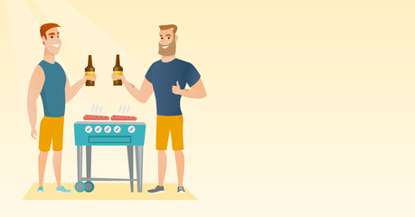 Caucasian friends having fun at a barbecue party.