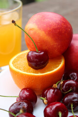 Juicy cherries, luscious nectarine