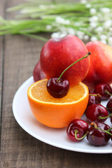 Juicy cherries, luscious nectarine