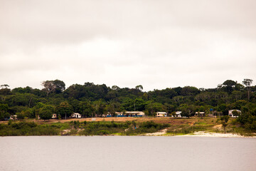School and houses on Amazon river island