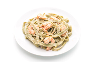 spinach fettuccini pasta with shrimp