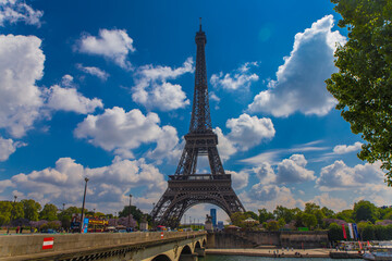 eifel tower view with cloud sky on background