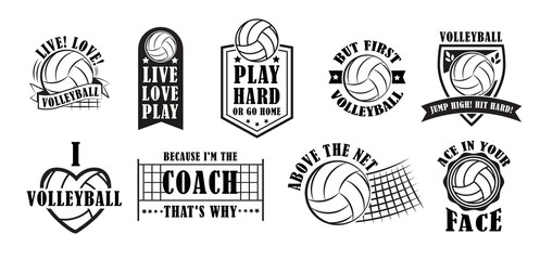 Volleyball logo set, vector illustration
