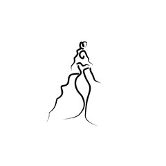 bride vector line illustration