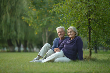 Naklejka na ściany i meble senior couple resting outdoors