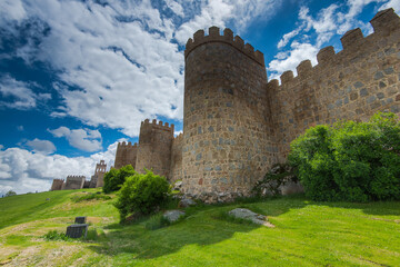 Fototapeta na wymiar Defence walls around Avila town,Spain